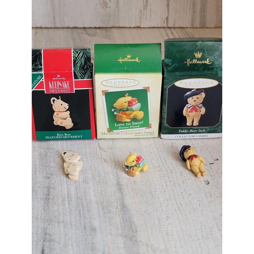 Hallmark miniature teddy bear Variety ornament Xmas set